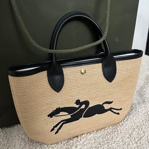 Longchamp Le Panier Pliage Small Top Handle Raffia Tote